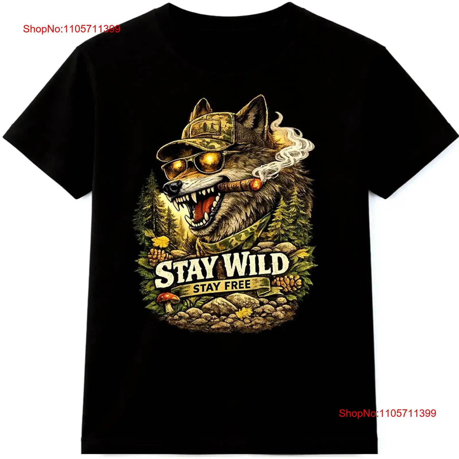 Wildman Hunting & Outdoor Reviews - Camiseta de lobo Stay Wild Free