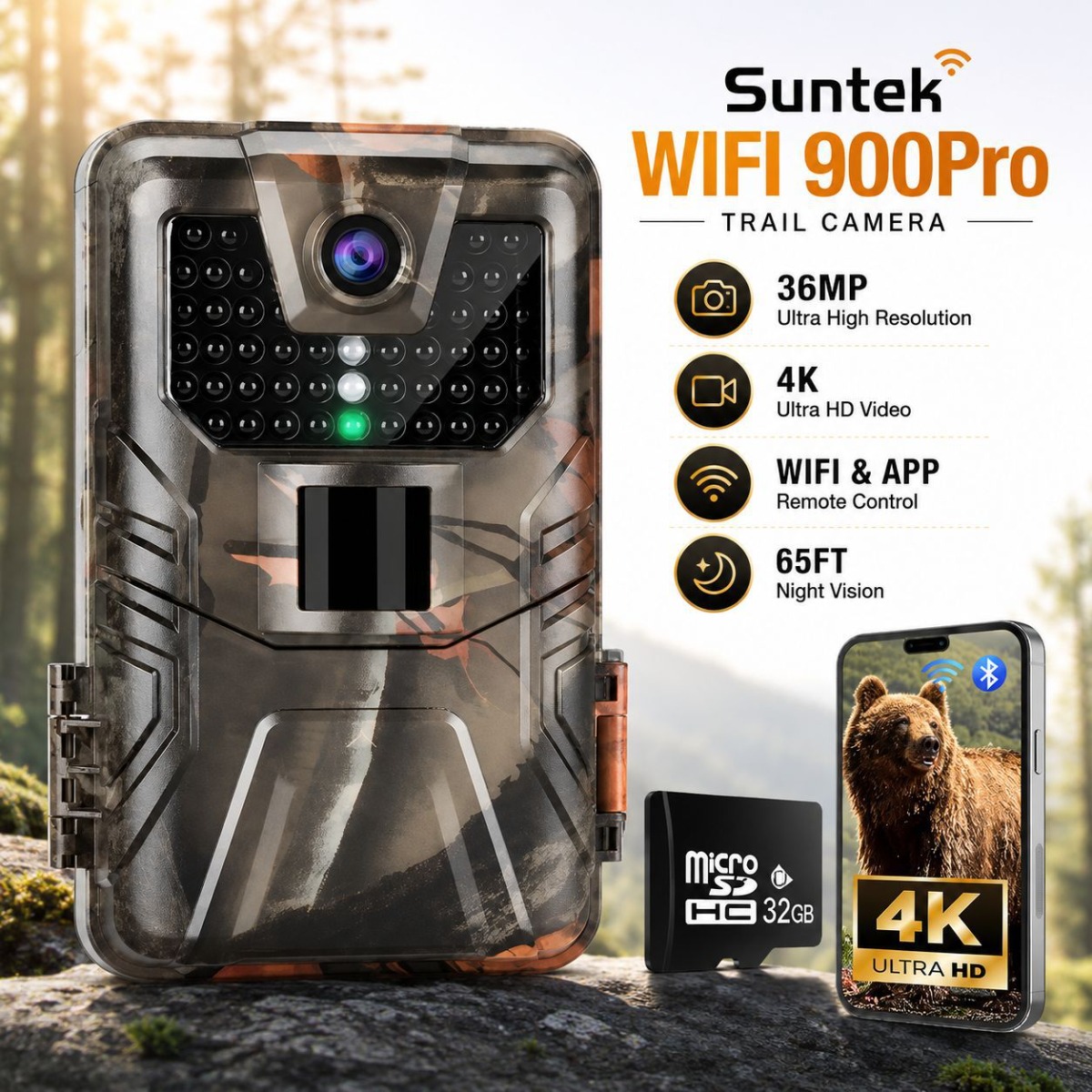 Outdoor Hunting Camera Wireless - Cámara de Caza 4K con Wifi
