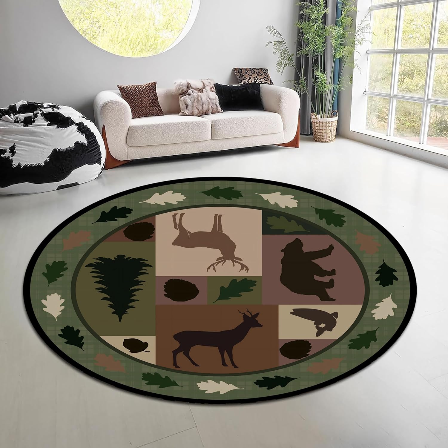 Hunting Outdoor Rug - Alfombra Redonda Vintage con Diseño de