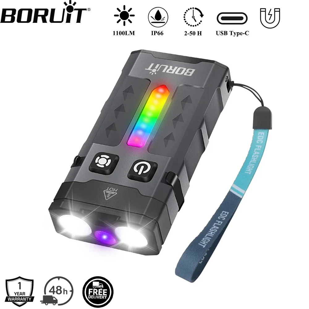 BORUiT EV20 1100LM EDC UV llav - Outdoor Hunting Lights reseña y precio